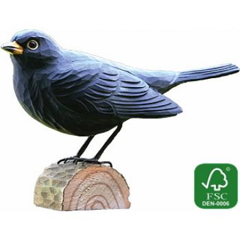 Fugle i træ - Solsort (ca. 11 cm. høj)