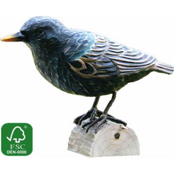 Fugle i træ - Stare (ca. 11 cm. høj)
